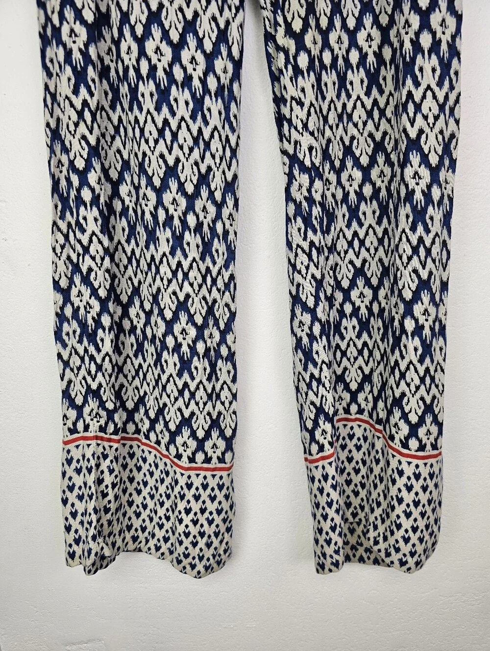 beachlunchlounge Swim Cover Up Pants Blue Cream Ikat Print Sz L Beach Pool Boho